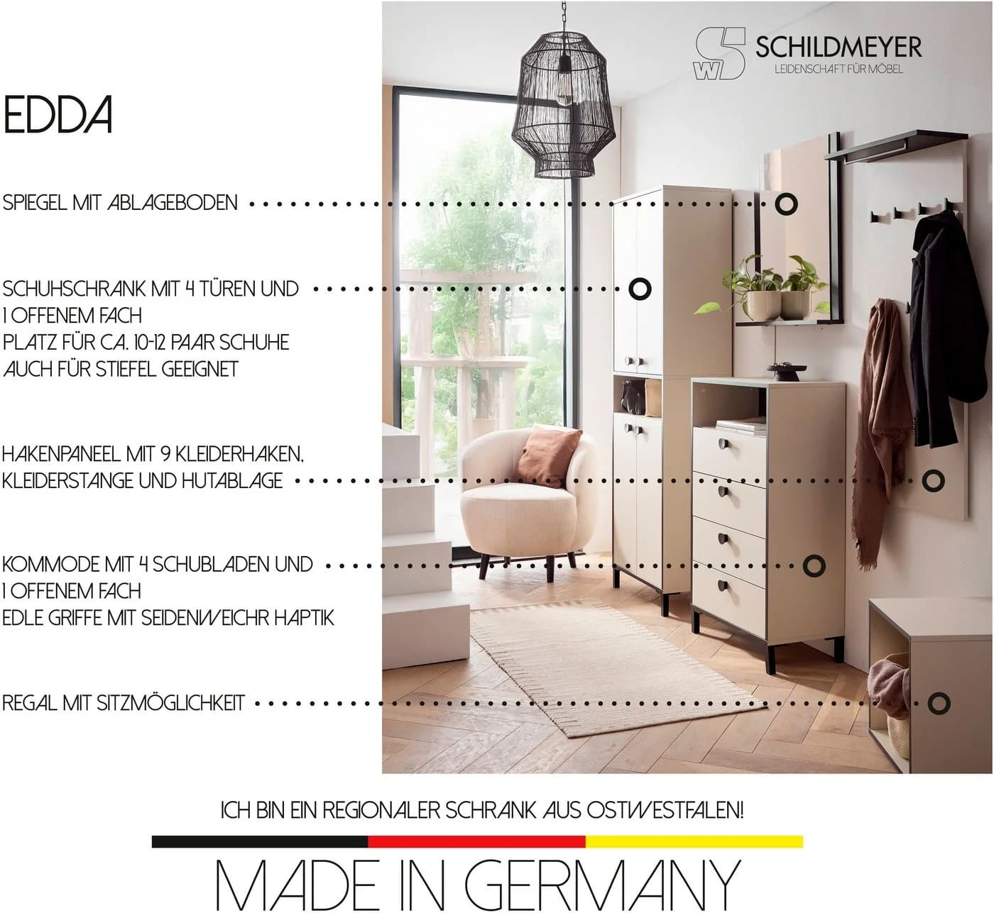 Schildmeyer Midischrank Edda 60 cm Metallgriffe Made in Germany - Bild 3