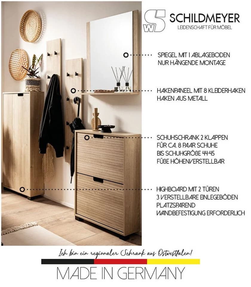 Schildmeyer Midischrank Emmik Weiß Eiche mit verstellbaren Böden - Bild 3