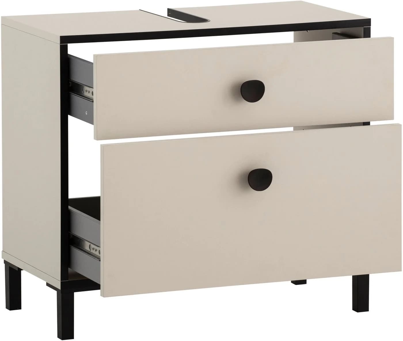 Schildmeyer Waschbeckenunterschrank Edda Beige Schwarz 2 Schubladen - Bild 4