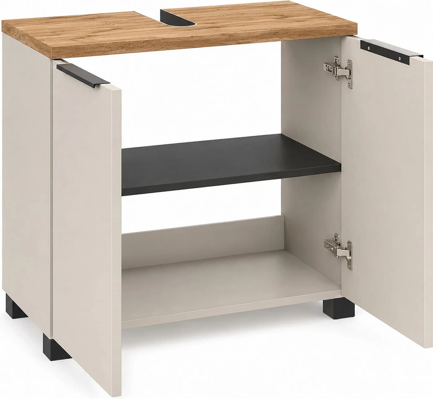 Schildmeyer Waschbeckenunterschrank Saga Eiche Landhaus Cremebeige - Bild 4