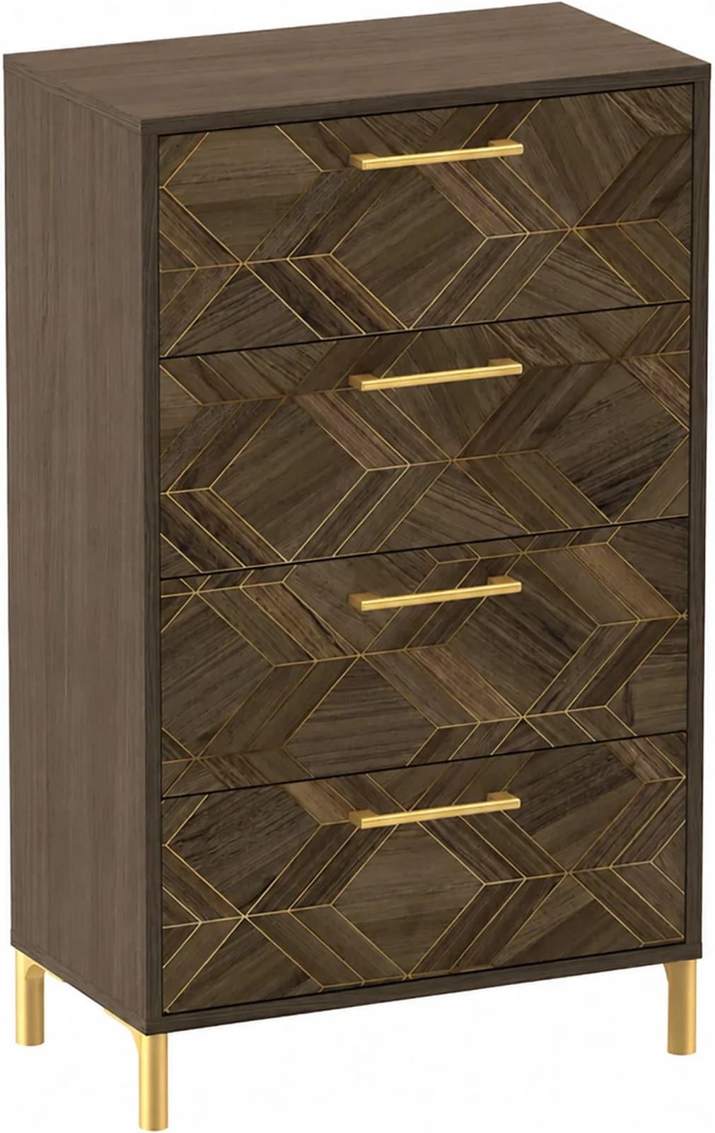 SCHILDMEYER Kommode Glenn Art-Déco Nussbaum Gold