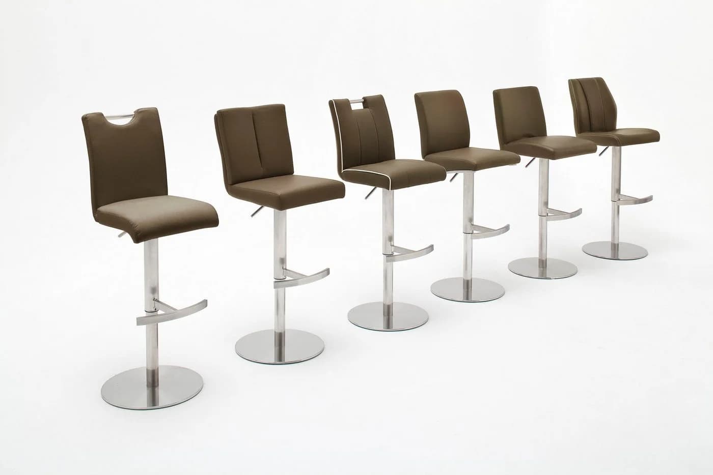 MCA furniture Barhocker Bistrostuhl Leder Cappuccino Edelstahl