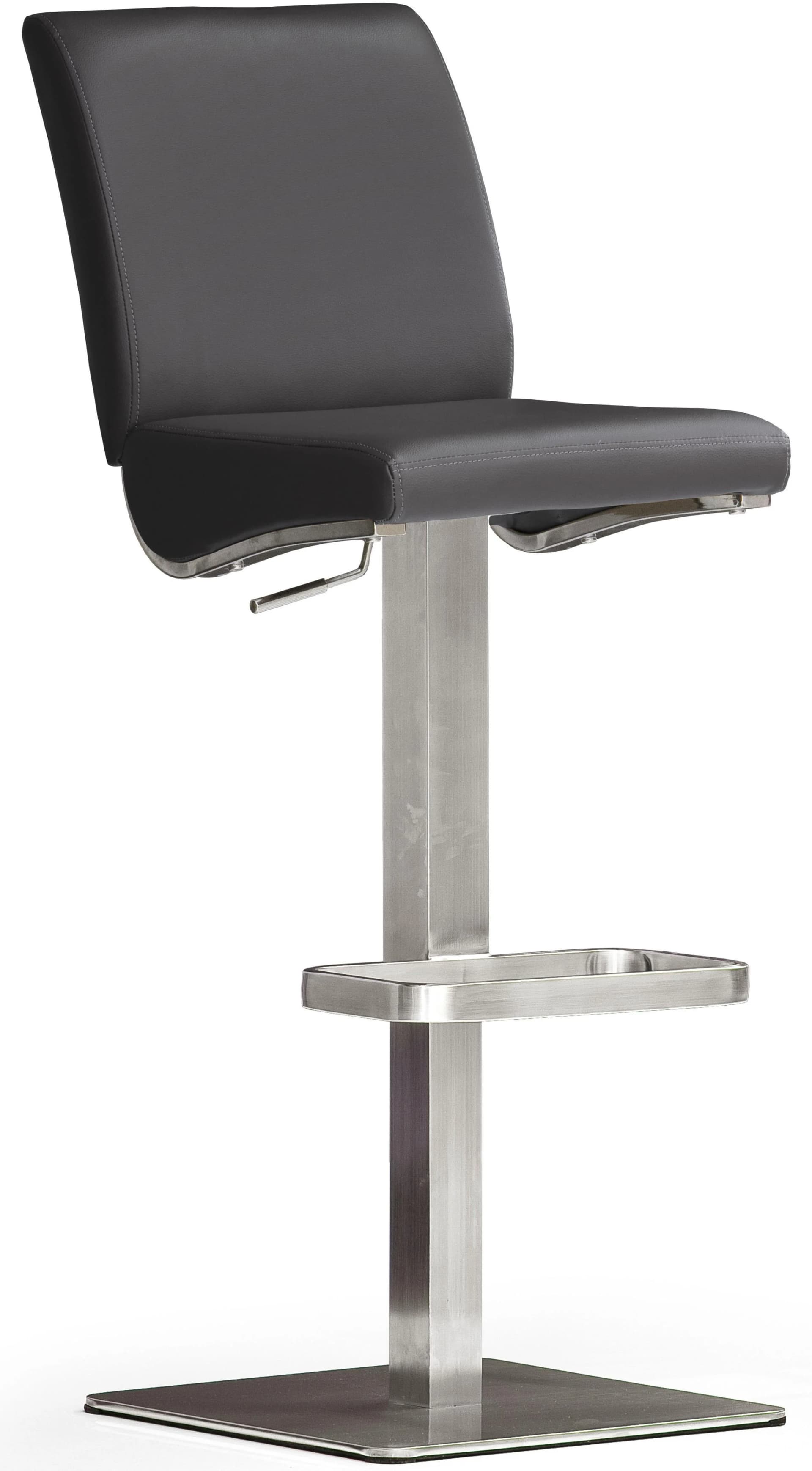MCA Furniture Barhocker Bistrostuhl Leder Schwarz Edelstahl