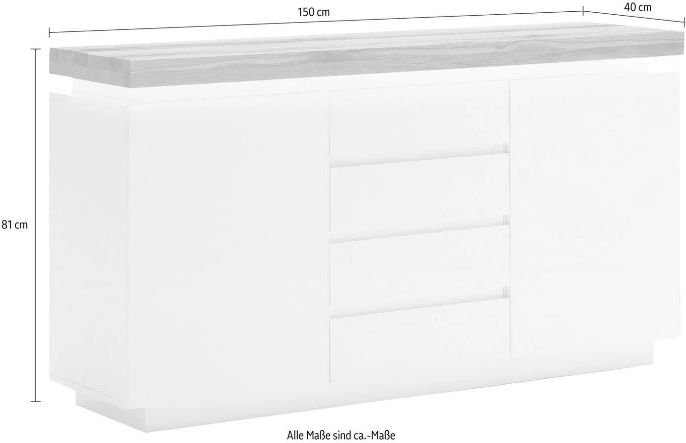 MCA furniture Sideboard Romina Weiß Matt mit LED Beleuchtung - Bild 5