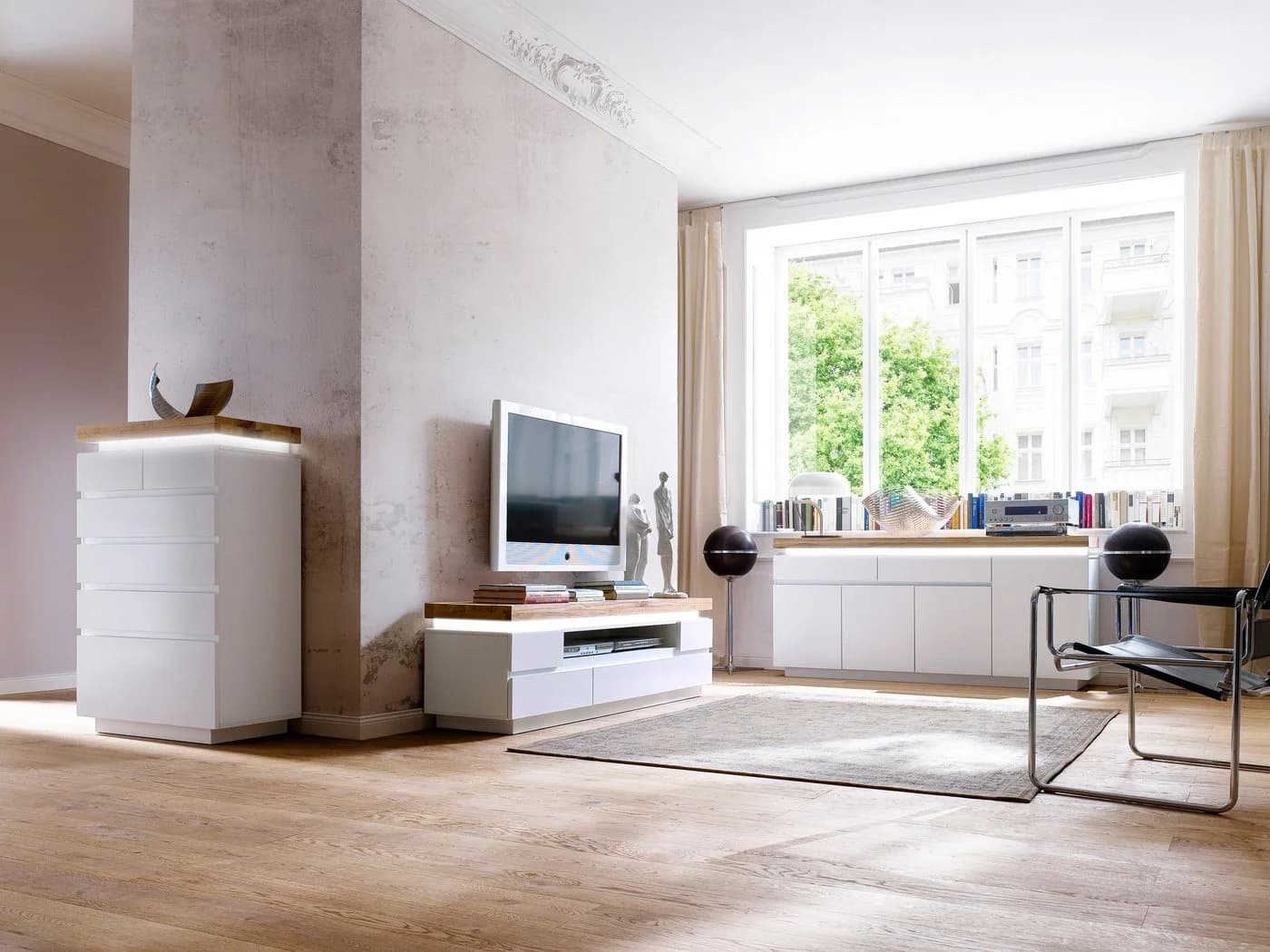 MCA furniture Sideboard Romina Weiß Matt mit LED - Bild 5