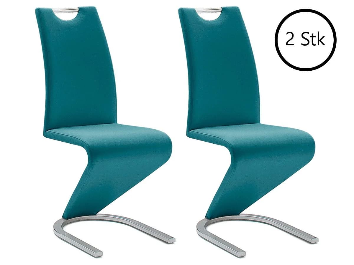 MCA Furniture Freischwinger Amado Set Petrol Chrom Kunstleder - Bild 2