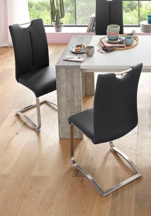 MCA FURNITURE Artos Freischwinger 2er-Set Schwarz Kunstleder