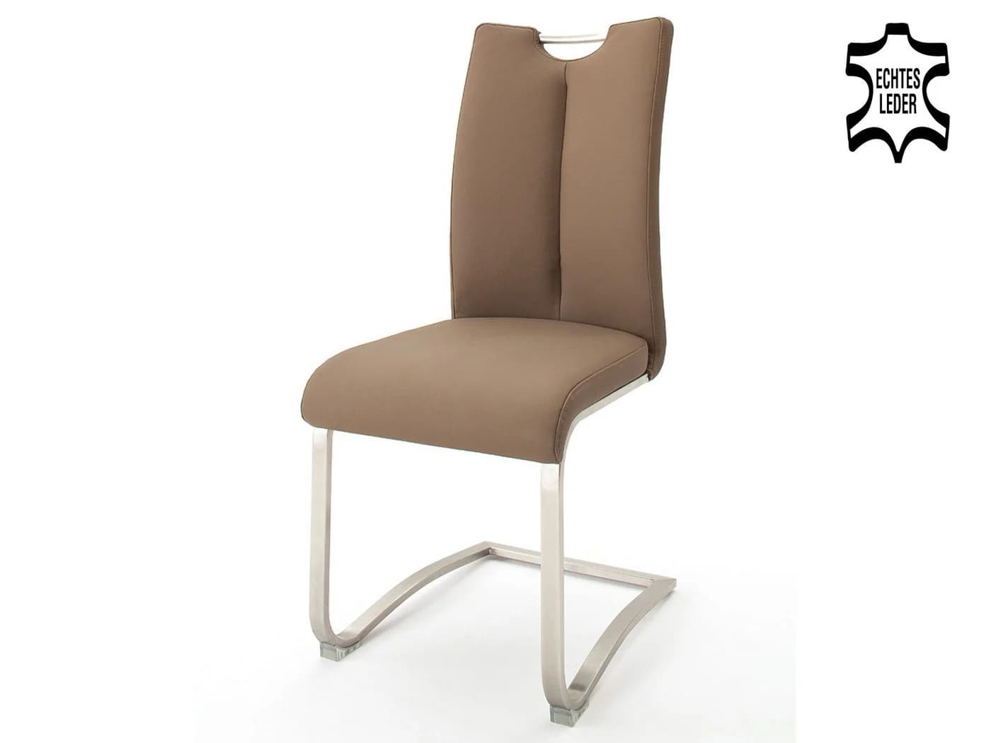 MCA Furniture Artos Freischwinger 2er-Set Leder Braun/Edelstahl - Bild 4