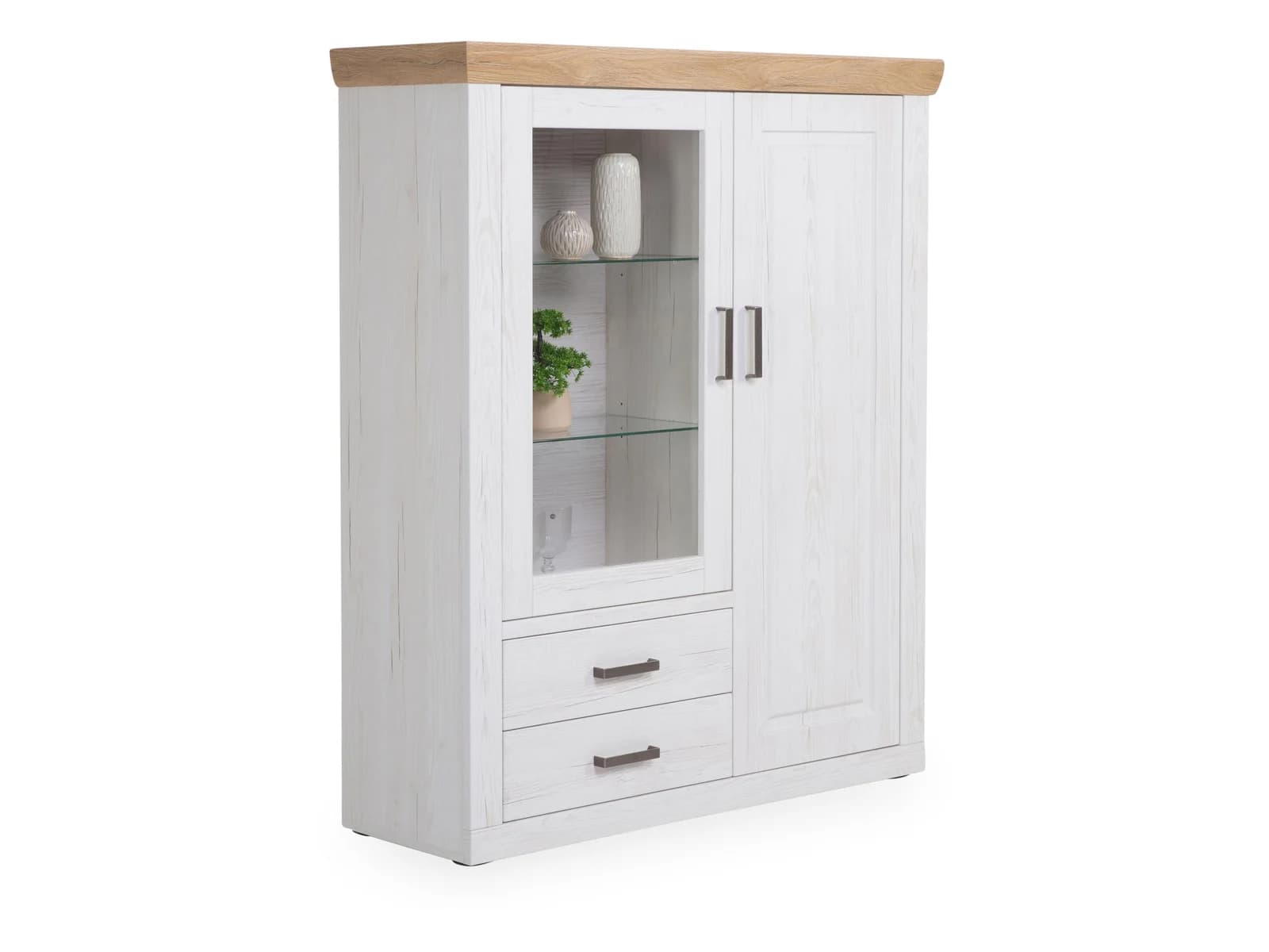 Modernes Landhaus Highboard aus Pinie und Eiche