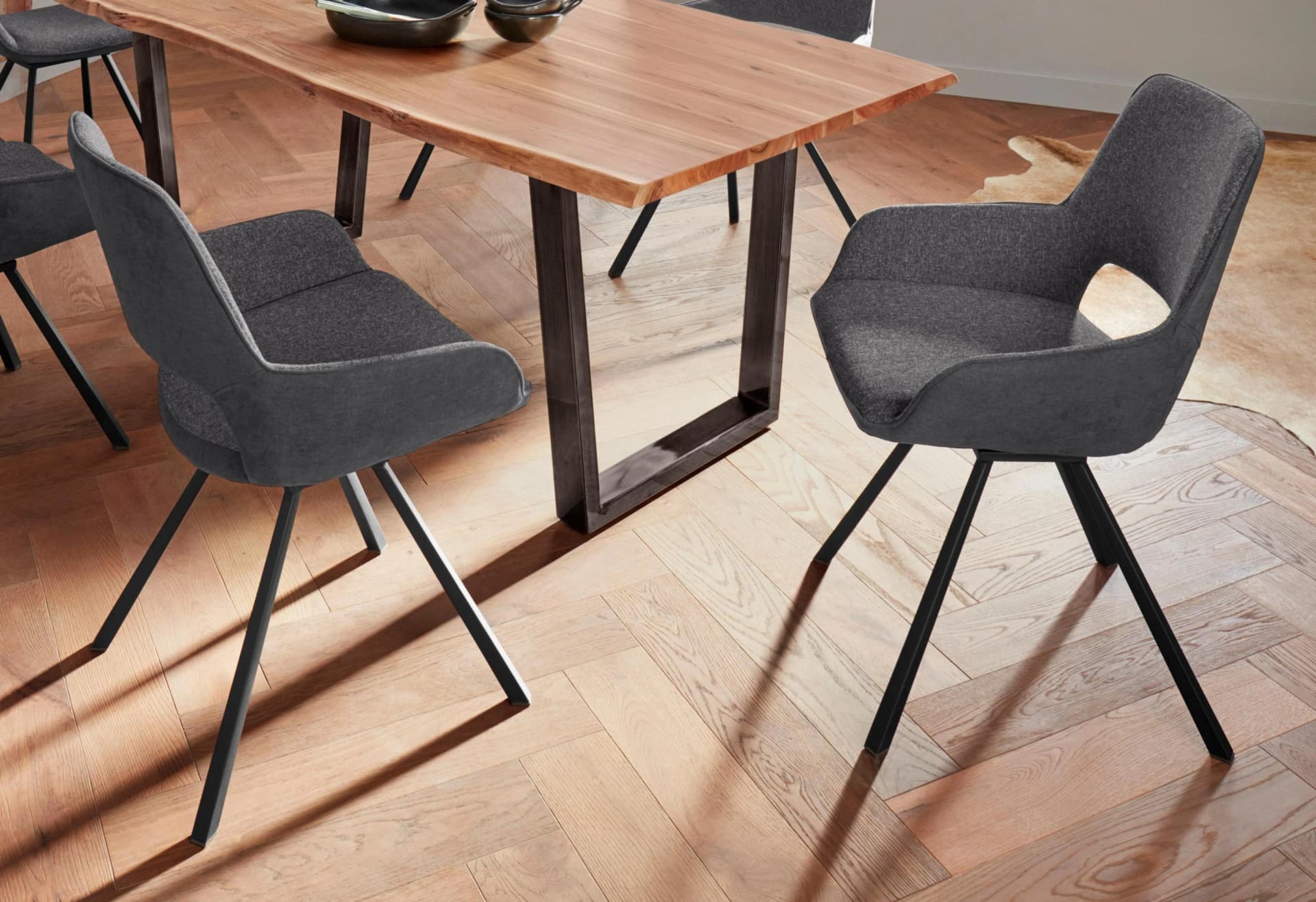 MCA furniture Parana Esszimmerstuhl Set 2-tlg. Grau Anthrazit Metall