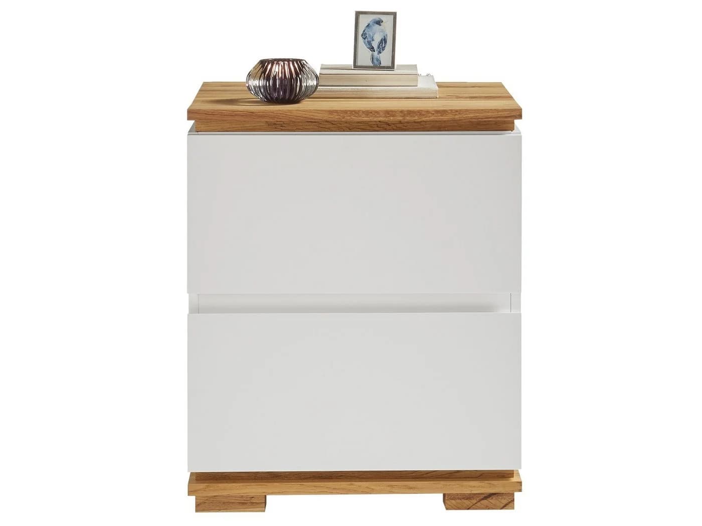XXXLutz Nachtschrank Weiß Eiche 2 Schubladen Modern