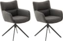 MCA FURNITURE LIMONE 4-Fußstuhl Set 2-tlg. Anthrazit Leder Drehstuhl Bild 2