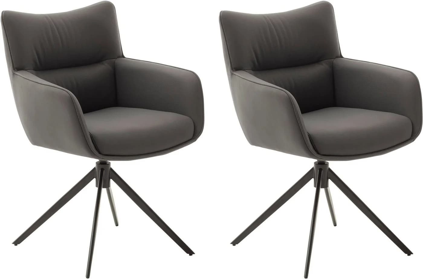 MCA FURNITURE LIMONE 4-Fußstuhl Set 2-tlg. Anthrazit Leder Drehstuhl - Bild 2