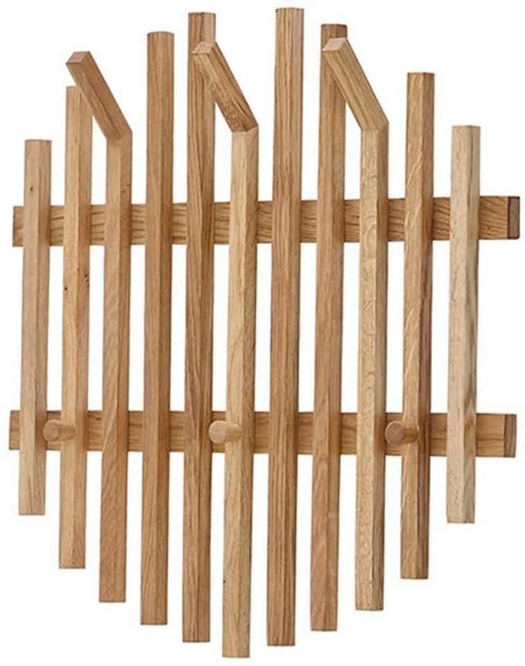 MCA FURNITURE BANTRY Garderobenpaneel Eiche Massivholz 6 Haken - Bild 3