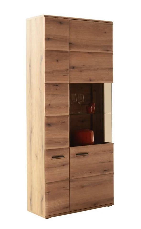 MCA furniture Vitrine Naxos Eiche Evoke Glas anthrazit