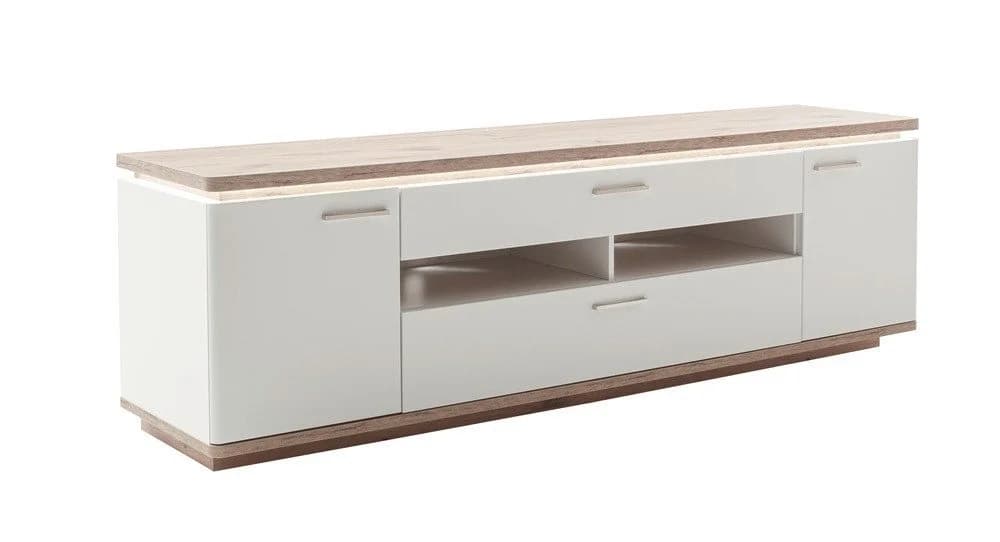 MCA furniture TV-Board Palermo Soft white / Viking Oak mit Beleuchtung