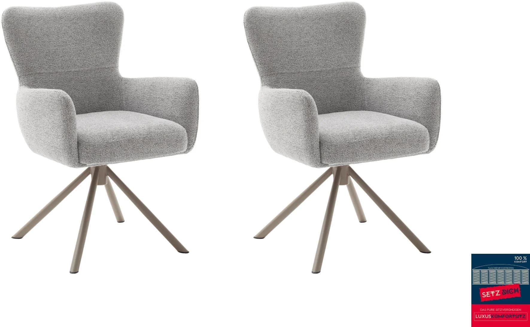 MCA Furniture Esszimmerstuhl 2er Set anthrazit taupe drehbar