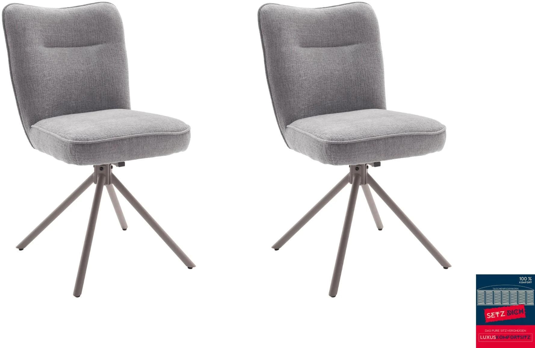 MCA Furniture Esszimmerstuhl grau taupe 180° drehbar Taschenfederkern