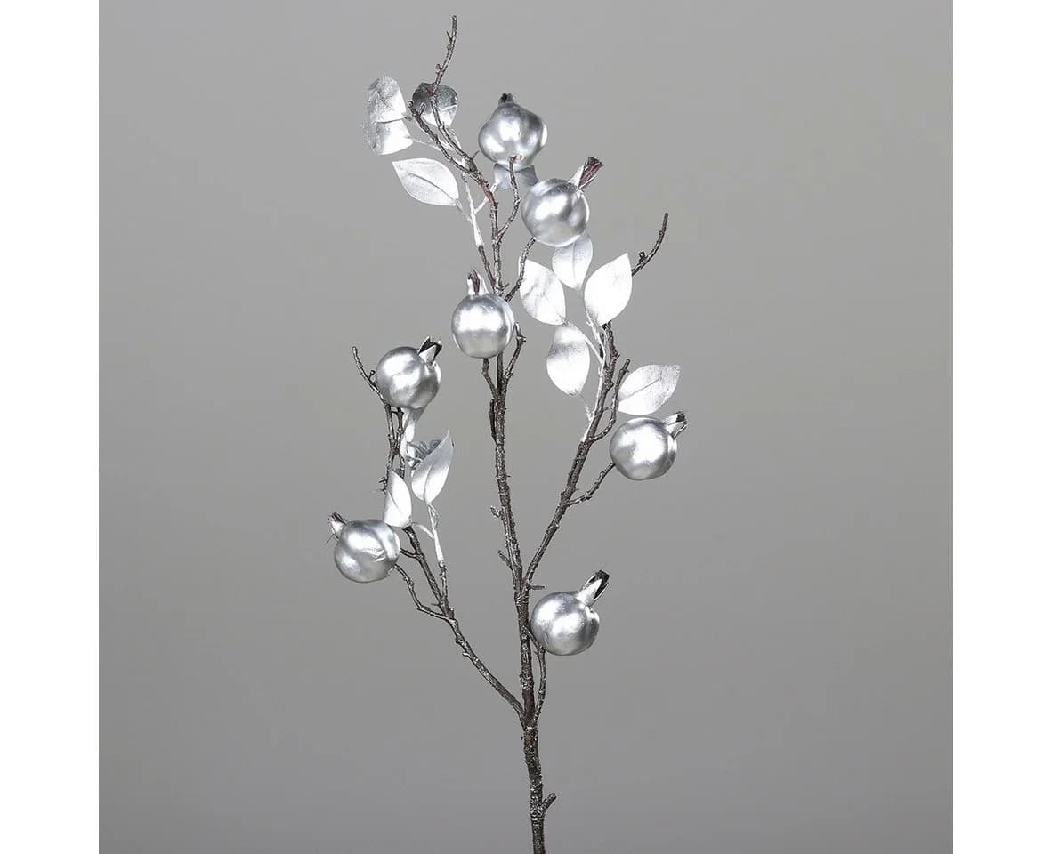Kunstblume Dekozweig DPI Granatapfel Silber