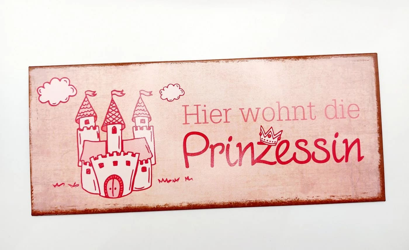 La Vida Geschenk für Dich Metallschild Türschild Rosa für Mädchen Hier wohnt die Prinzessin
