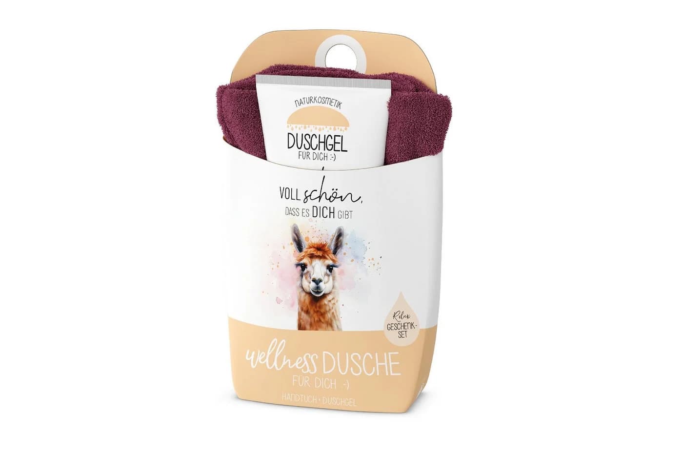La Vida Handtuch Set Wellnessdusche Geschenk-Set Duschgel Handtuch Lama 1088061