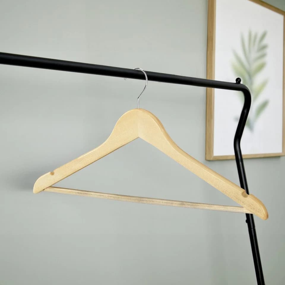WENKO Kleiderbügel Modell Eco 8-tlg. Naturholz mit Hosensteg