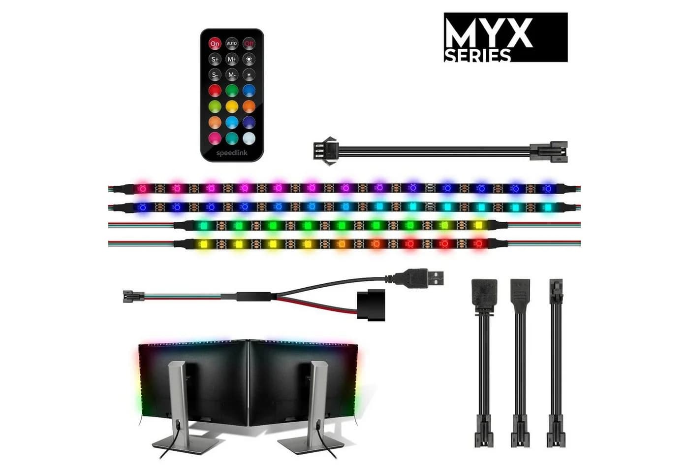 Speedlink LED Dekolicht MYX LED PC 2x Monitor Kit RGB Beleuchtung - Bild 2