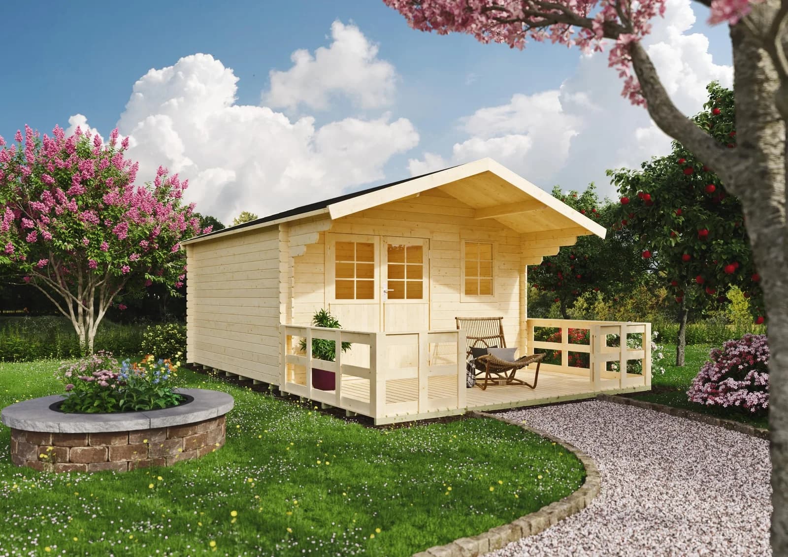 Gartenhaus KONIFERA Kallenberg 3 mit Terrasse und Vordach