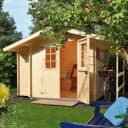 Gartenhaus im Blockbohlensystem mit Satteldach Bild 3