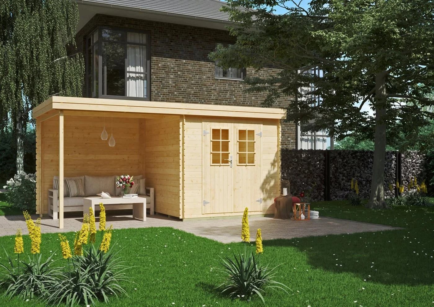 KIEHN-HOLZ Gartenhaus Edersee Beige Naturbelassen - Bild 2