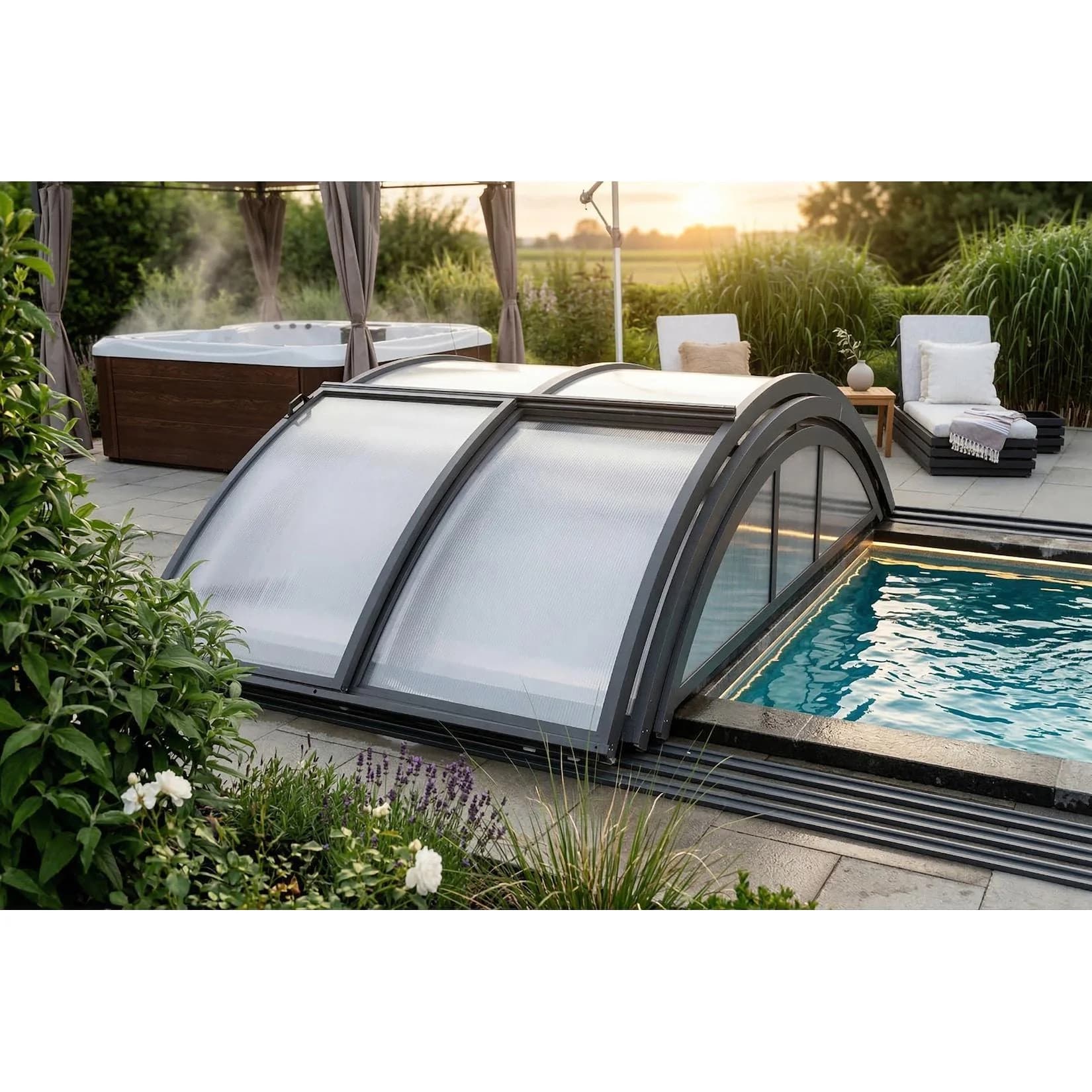 Poolüberdachung Adèle Aluminium ca. 10,37 x 5,47 m