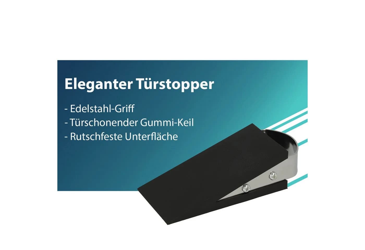WESTCOTT Bodentürstopper Türstopper Schwarz 4 Stück, Gummi Keil rutschfest, 12 x 5 x 3 cm
