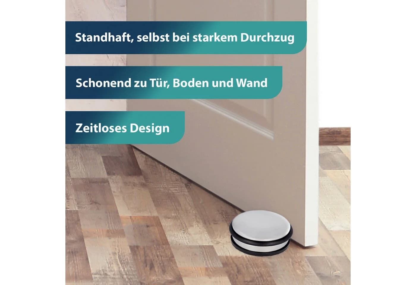 WESTCOTT Bodentürstopper Edelstahl Rund 1,2kg Eigengewicht Rutschfest - Bild 3
