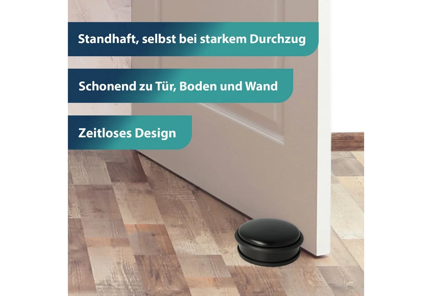 WESTCOTT Bodentürstopper Edelstahl Schwarz 4er Pack Rutschfest - Bild 3