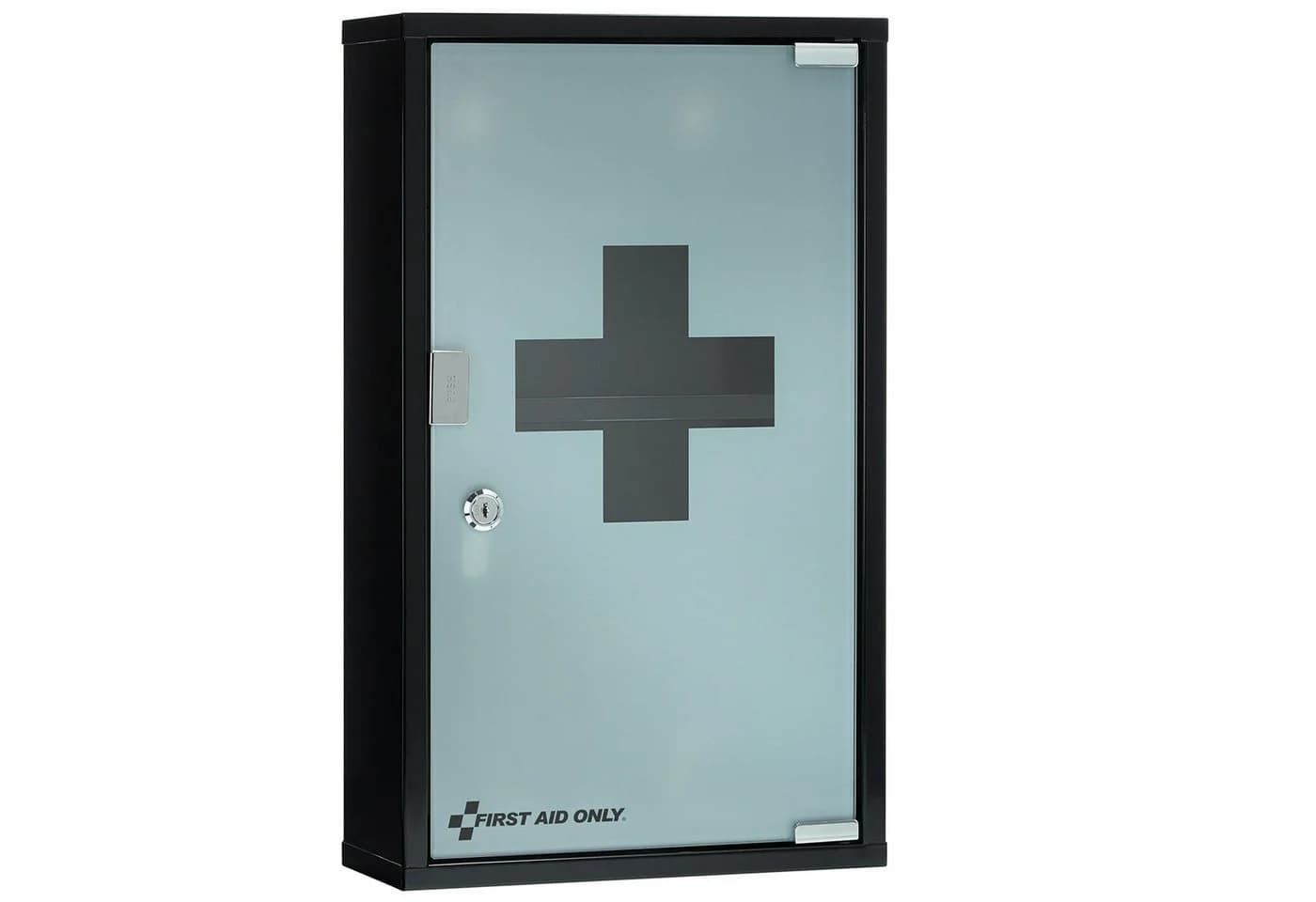 FIRST AID ONLY Medizinschrank Schwarz mit Glastür 3 Fächer abschließbar - Bild 2