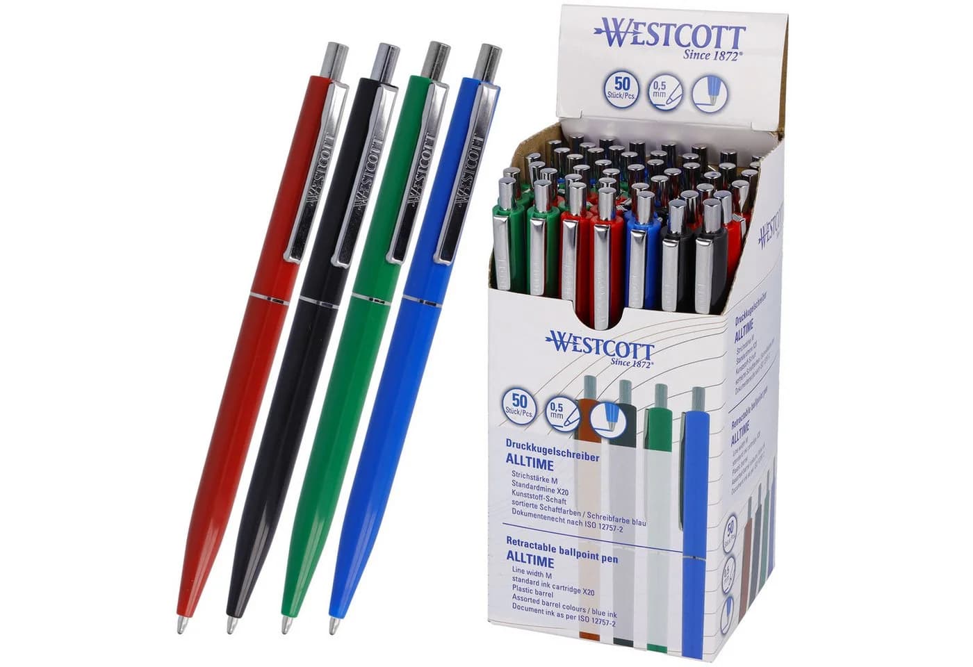 WESTCOTT Druckkugelschreiber ALLTIME Mix 50-tlg. Blau Tinte - Bild 2