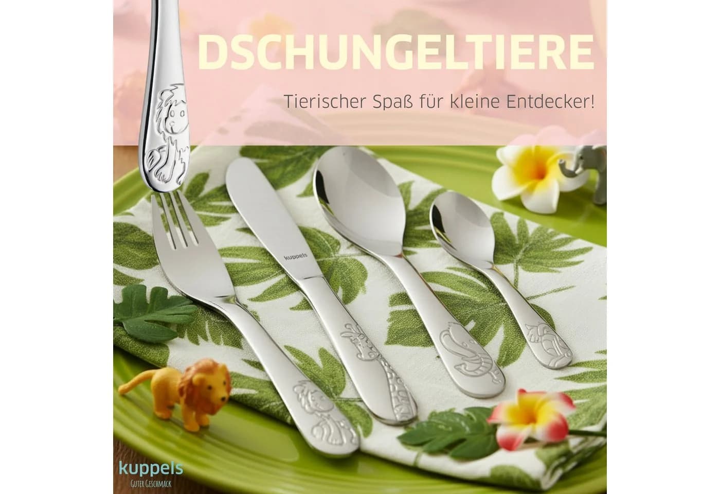 Kuppels Kinderbesteck 4-tlg. Dschungeltiere Edelstahl silber - Bild 3