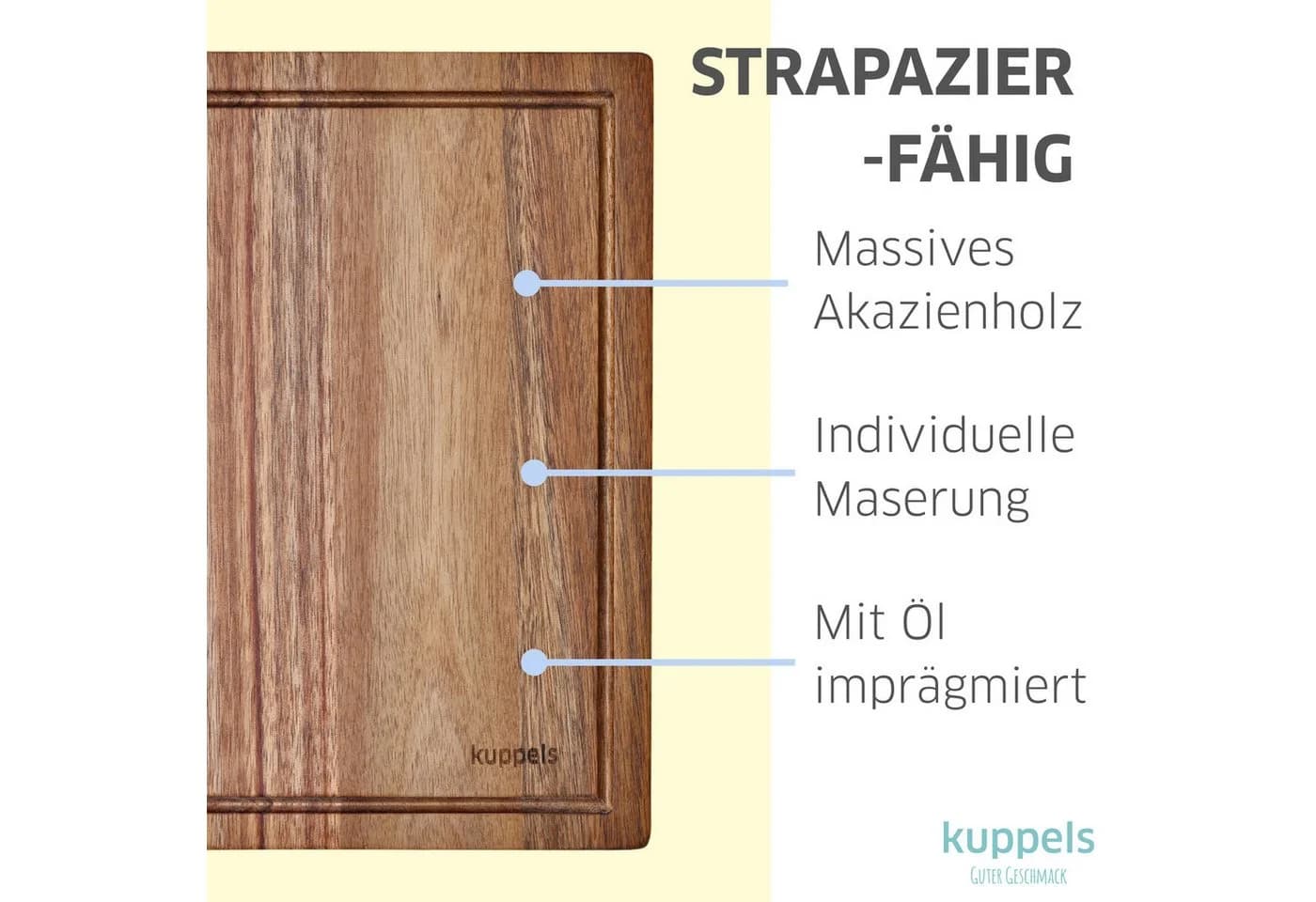 Kuppels Schneidebrett DICE Akazienholz Saftrille - Bild 3