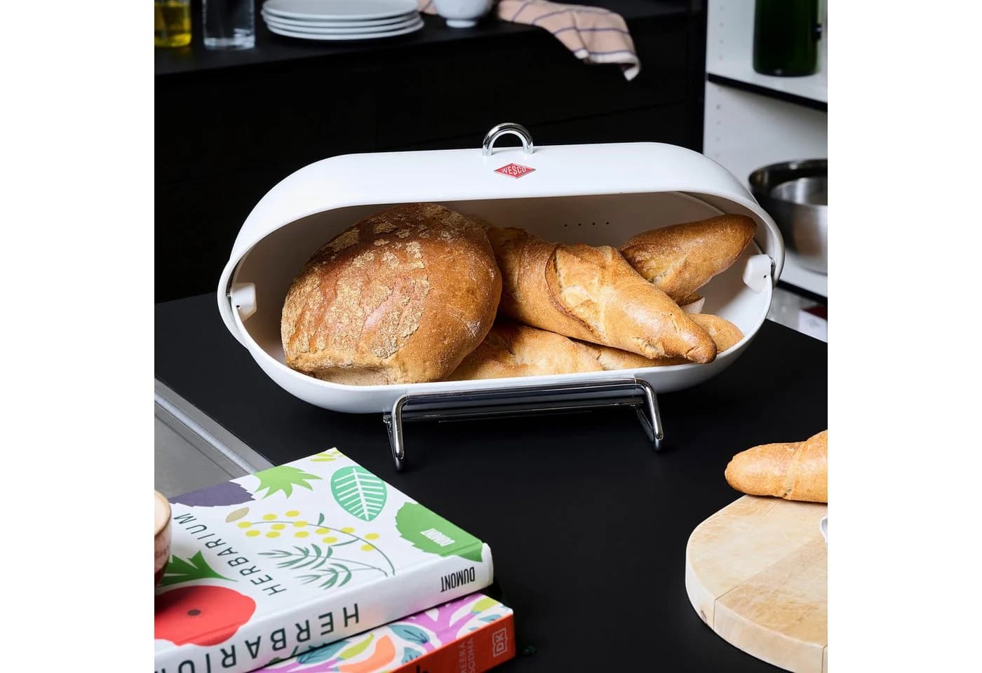 WESCO Breadboy Brotkasten Rot Klapperfreier Schwenkdeckel