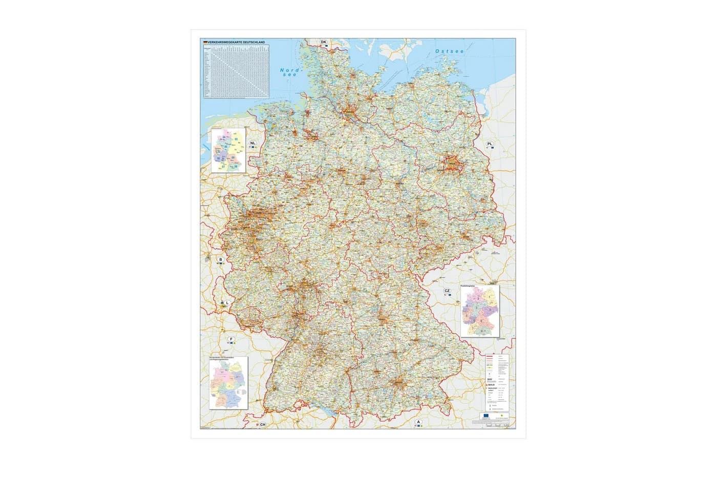 STIEFEL Verkehrswegekarte Deutschland Poster Wanddekoration