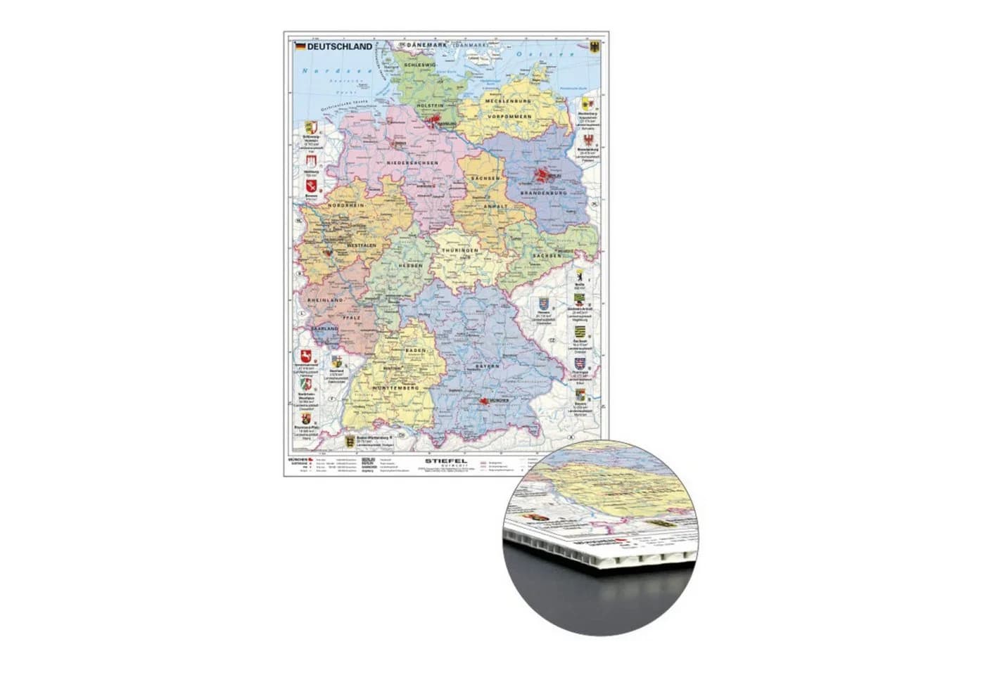 STIEFEL Pinnwand Deutschland Politisch mit Wappen Wabenplatte - Bild 2