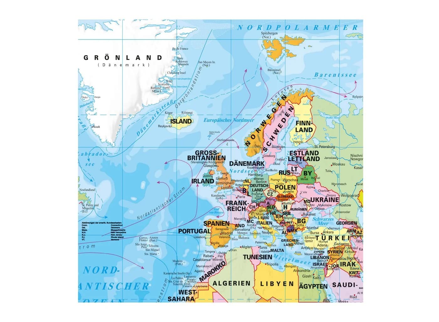 STIEFEL Poster Weltkarte Die Welt politisch Bunt