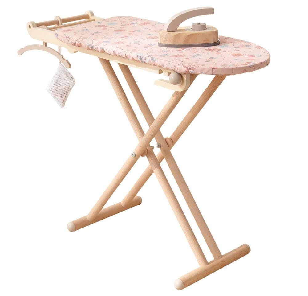 howa Kinder-Bügelbrett miniflowers Holz höhenverstellbar mit Zubehör beige - Bild 2