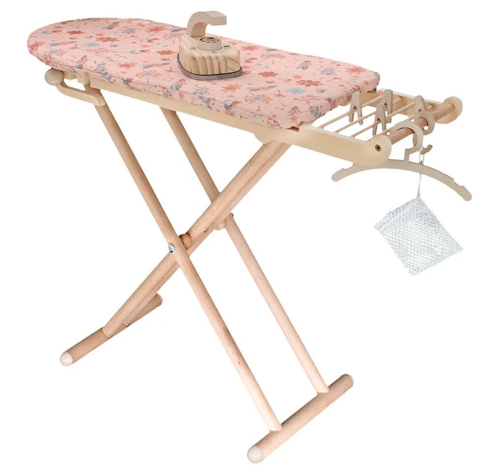 howa Kinder-Bügelbrett miniflowers Holz höhenverstellbar mit Zubehör beige - Bild 5