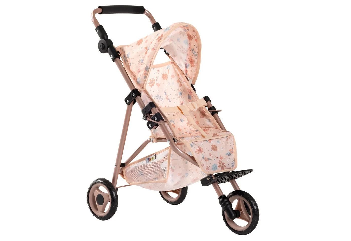 howa Puppenbuggy miniflowers rosa mit höhenverstellbarem Griff