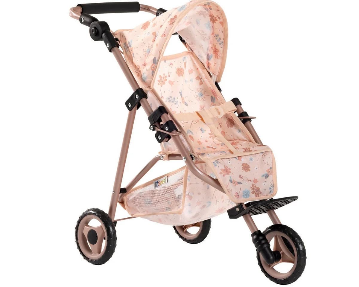 howa Puppenbuggy miniflowers rosa mit höhenverstellbarem Griff - Bild 2