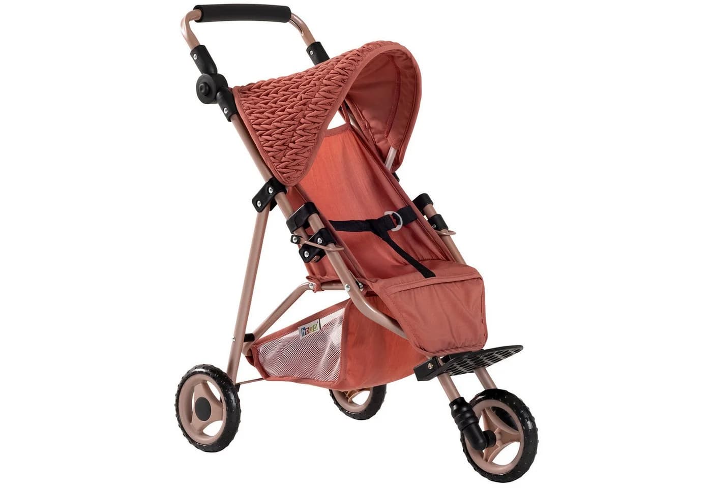 howa Puppenbuggy Grace - Ziegelrot, Gesteppt, Metallrahmen
