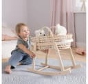 howa Puppenwiege miniflowers Holz mit Seegras-Korb Apricot Bild 1