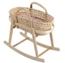 howa Puppenwiege miniflowers Holz mit Seegras-Korb Apricot Bild 2