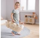 howa Puppenwiege miniflowers Holz mit Seegras-Korb Apricot Bild 5